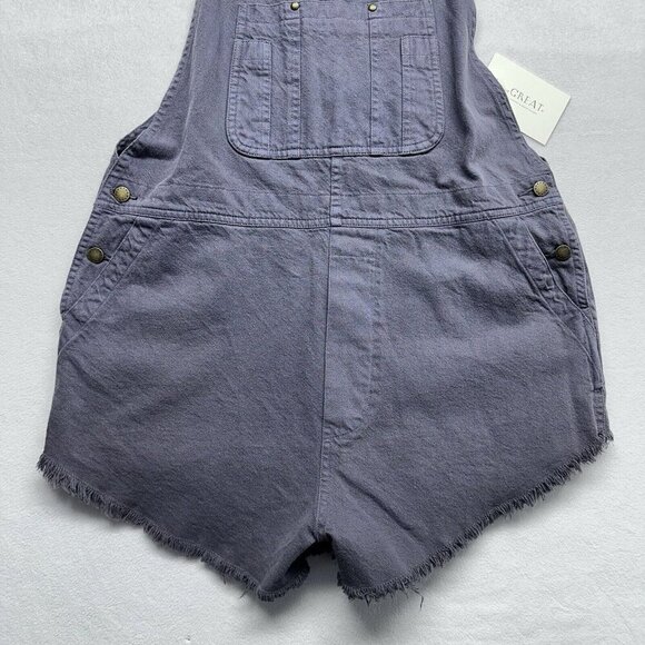 THE GREAT Womens The Cutoff Overall Shortalls Size M (2) NWT Gray Raw Hem Cotton - Picture 5 of 11